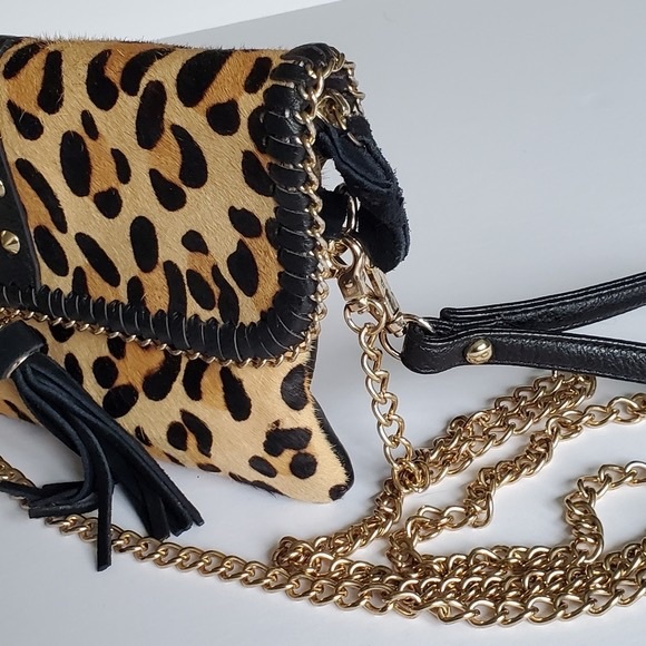 NWT Sondra Roberts Studded Leopard Clutch Chain Crossbody Bag - Picture 2 of 4